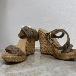 Stuart Weitzman Tan Wedge Sandals